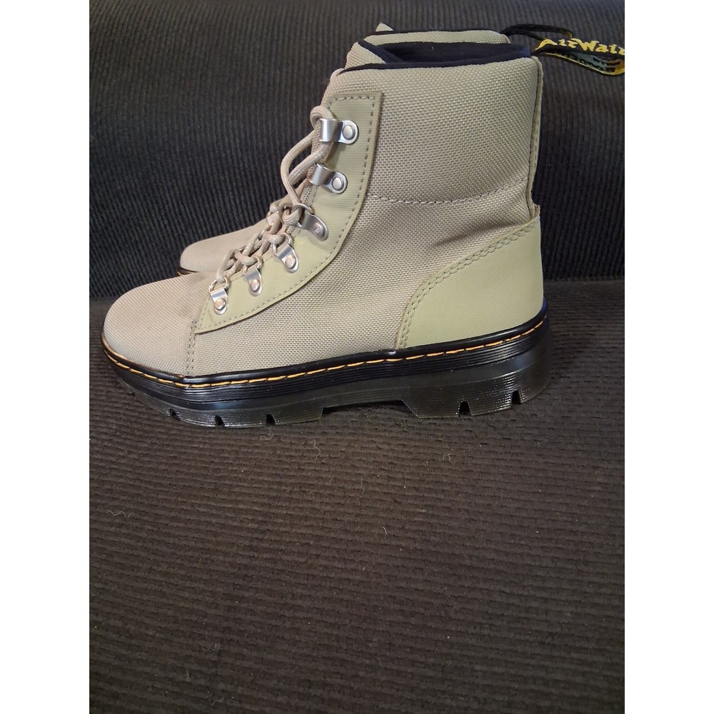 Dr. Martens Combs W Sage Green Canvas Combat Boots 8-Eye Utility‎ Womens 7